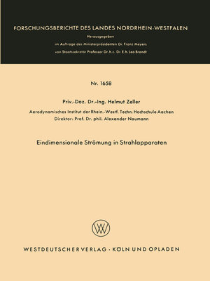 cover image of Eindimensionale Strömung in Strahlapparaten